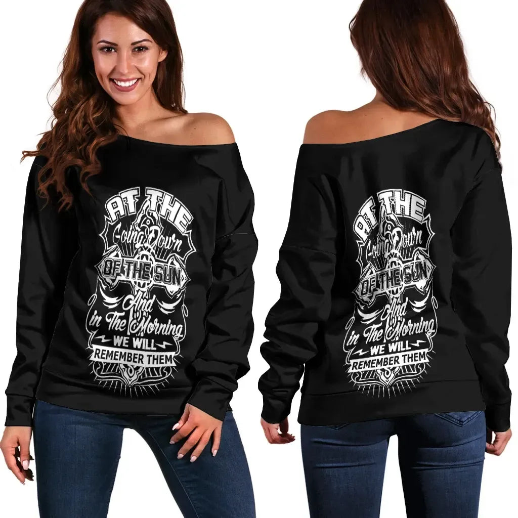 Anzac Day Women's Off Shoulder Sweater - Essential Off Shoulder Sweater