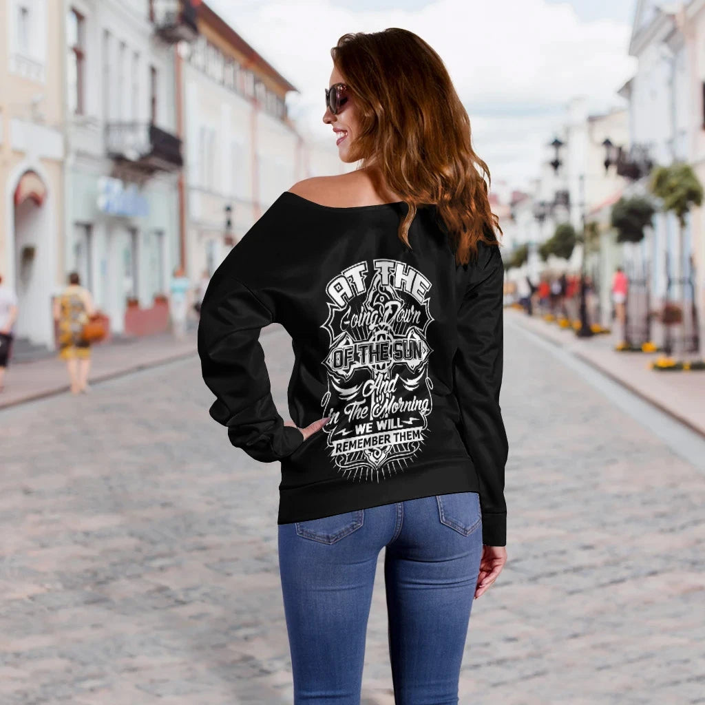 Anzac Day Women's Off Shoulder Sweater - Essential Off Shoulder Sweater