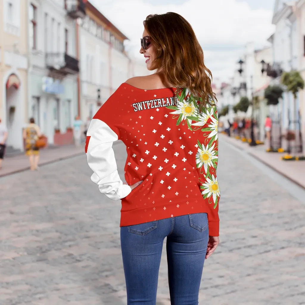 Switzerland Edelweiss Special Women Off Shoulder Sweater