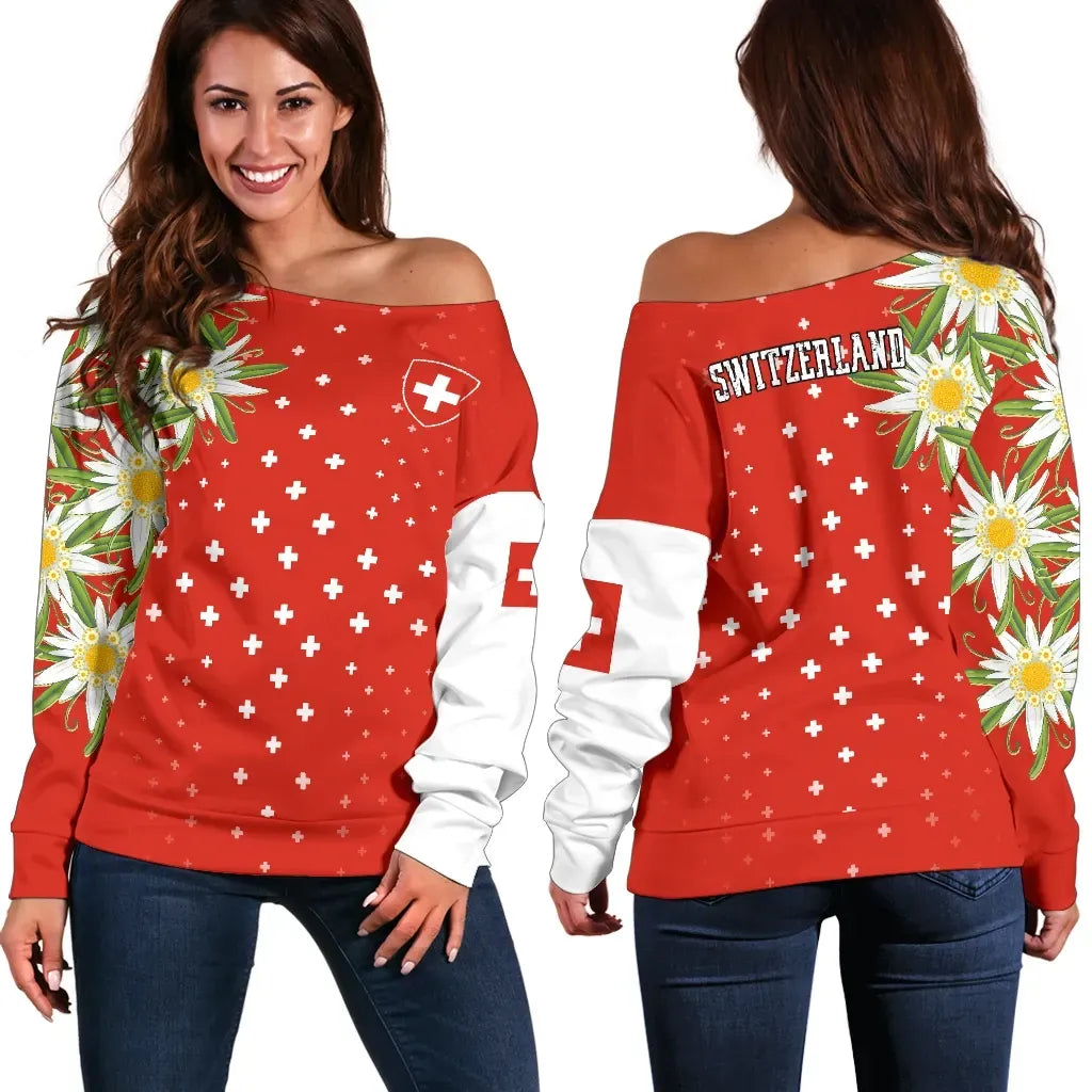 Switzerland Edelweiss Special Women Off Shoulder Sweater