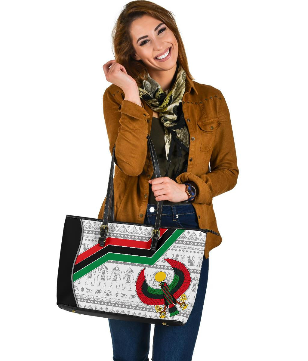 Africa Leather Tote Bag - Egyptian Patterns Tote Bag