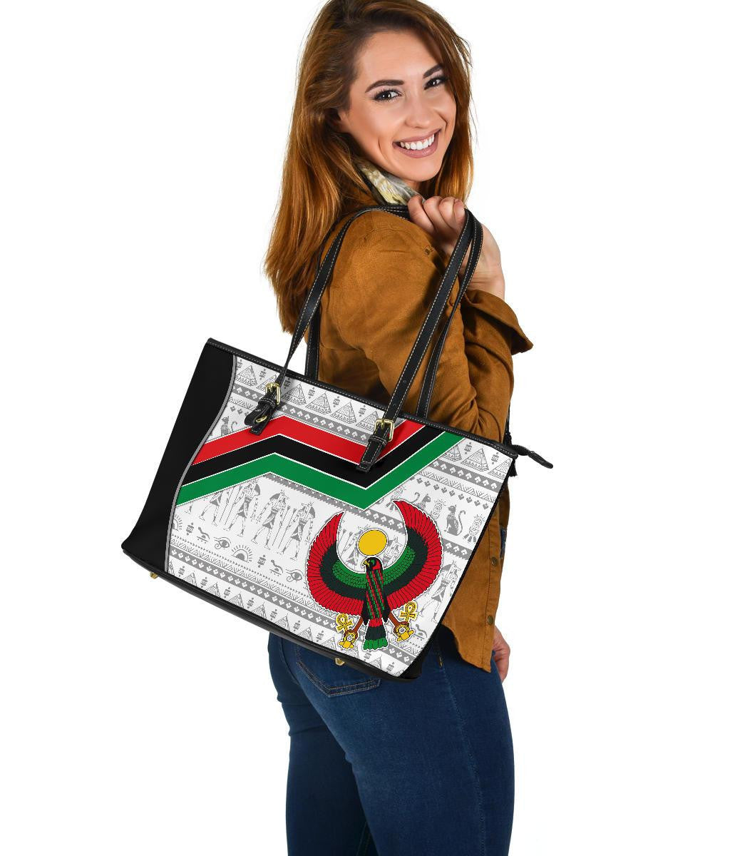 Africa Leather Tote Bag - Egyptian Patterns Tote Bag