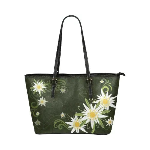 Switzerland Leather Tote Bag Swiss Edelweiss Flower