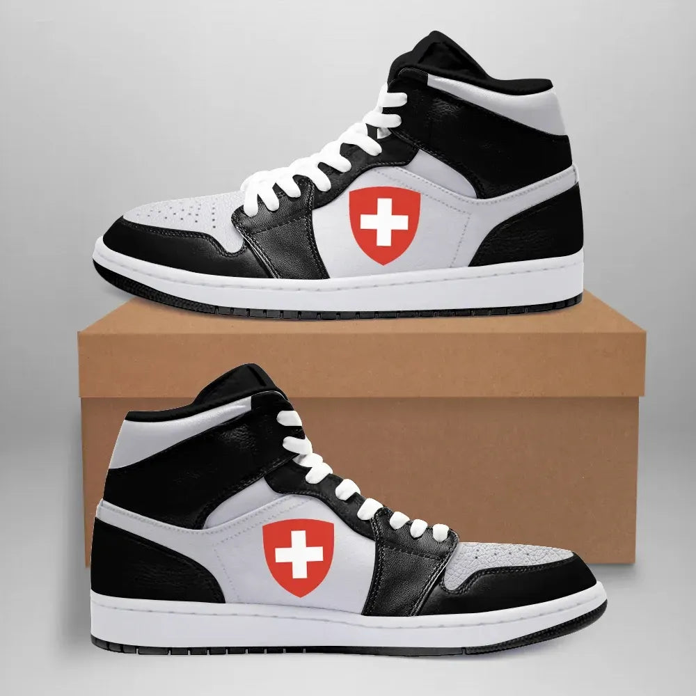 Switzerland High Sneakers Aj Black/White