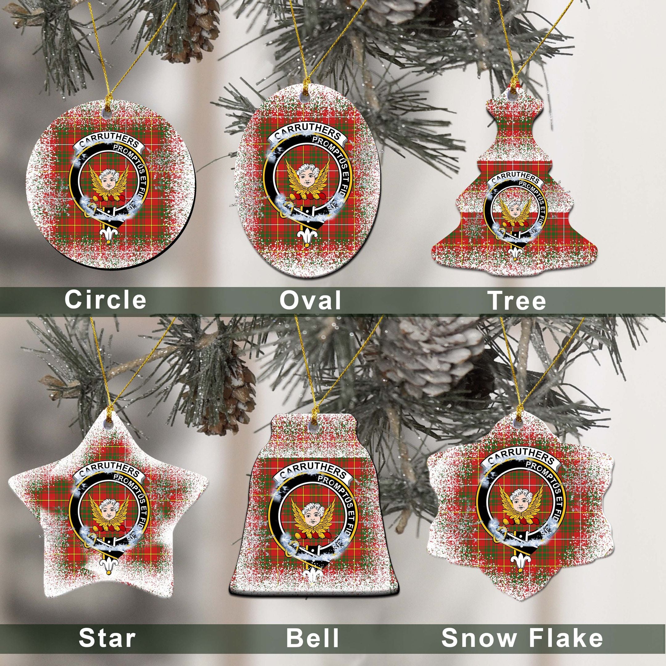 Carruthers Tartan Christmas Decor, Carruthers Clan Ceramic Ornament