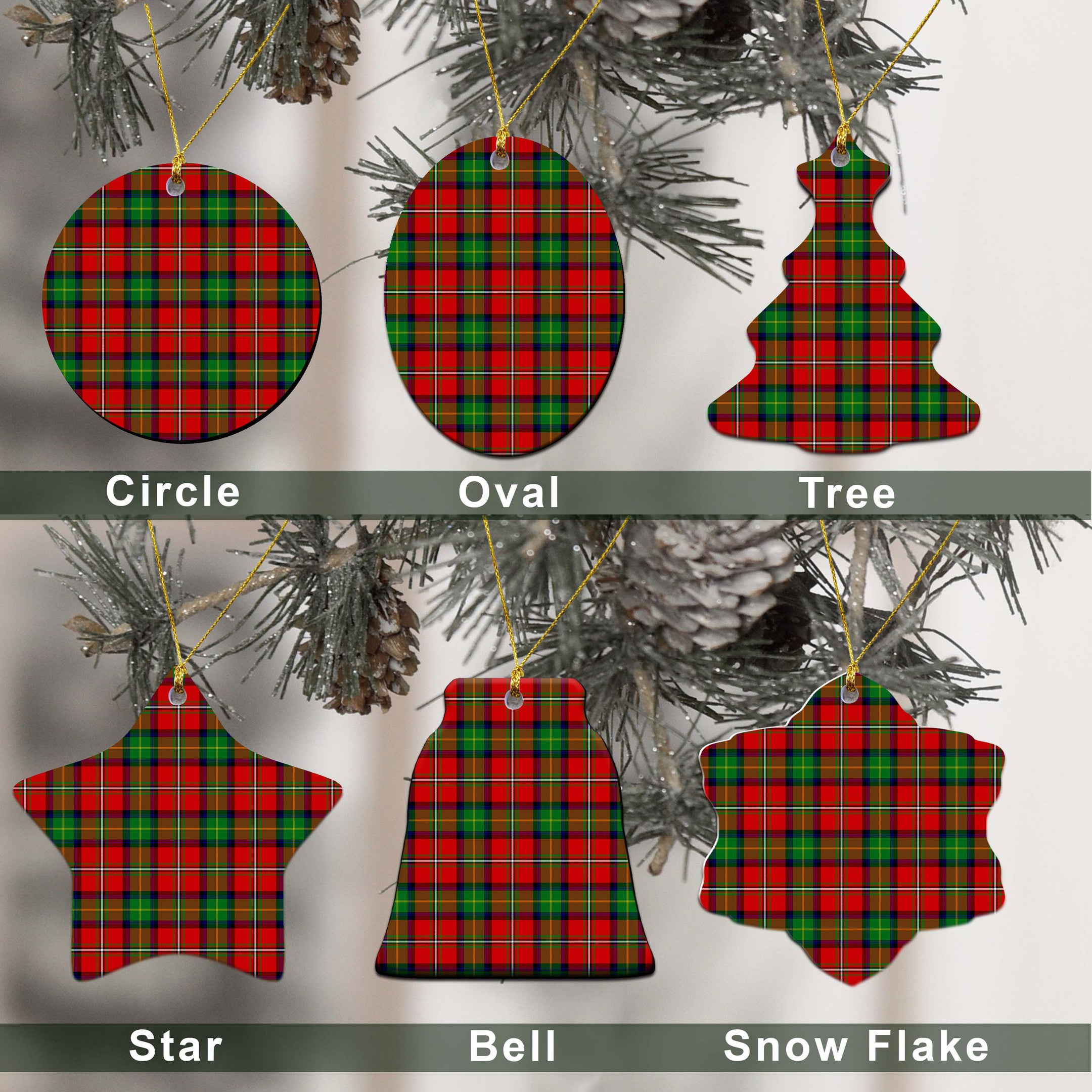 Boyd Tartan Christmas Decor, Boyd Clan Ceramic Ornament Ver2