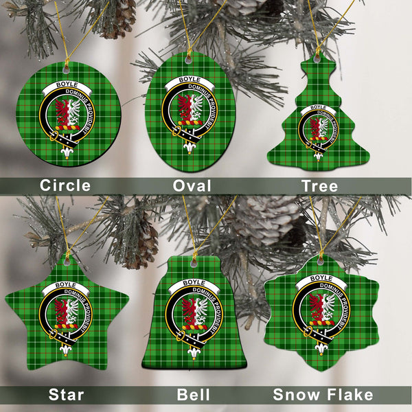 Boyle Tartan Christmas Decor, Boyle Clan Ceramic Ornament Ver2