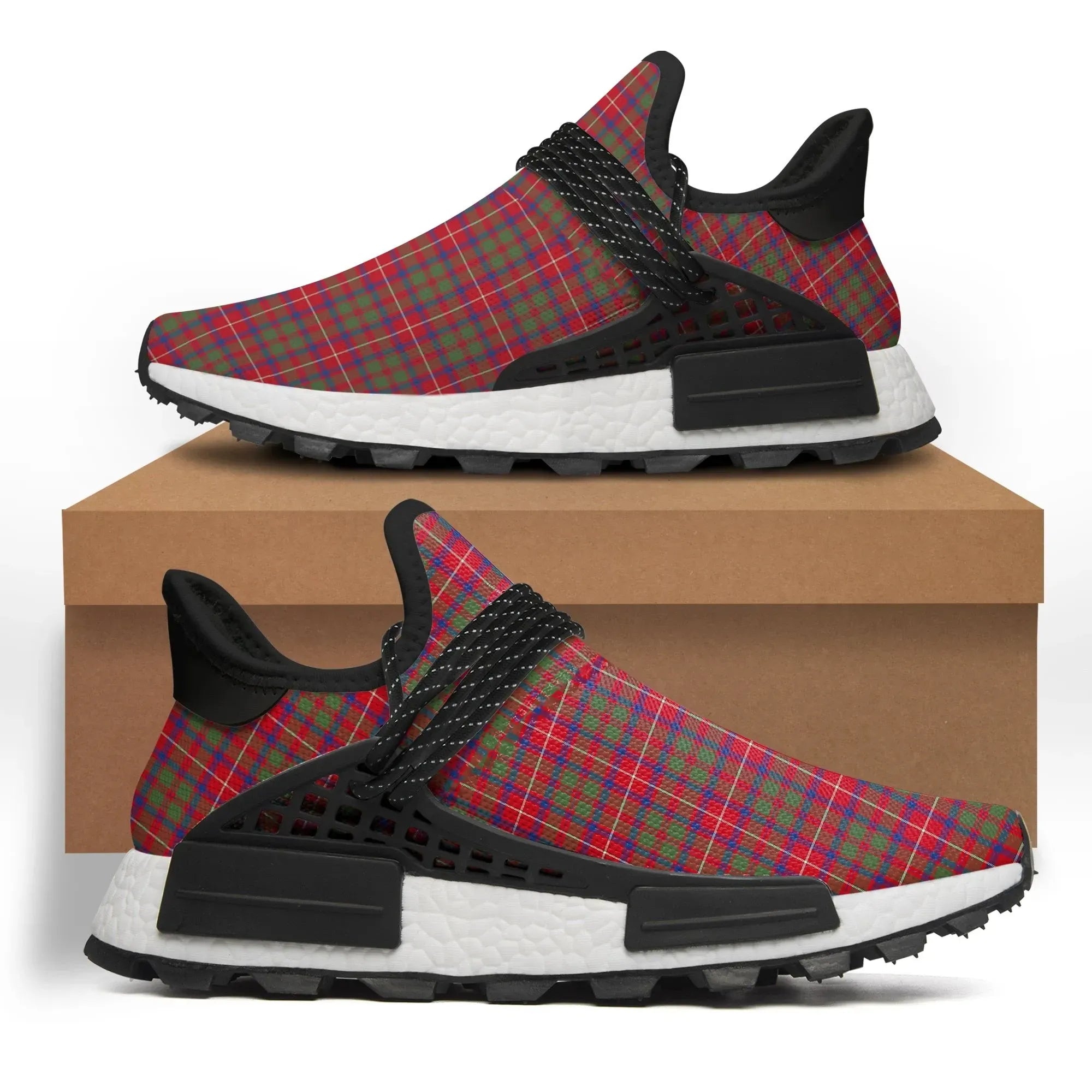 Shaw Red Modern Tartan Plaid Like NMD Human Shoes