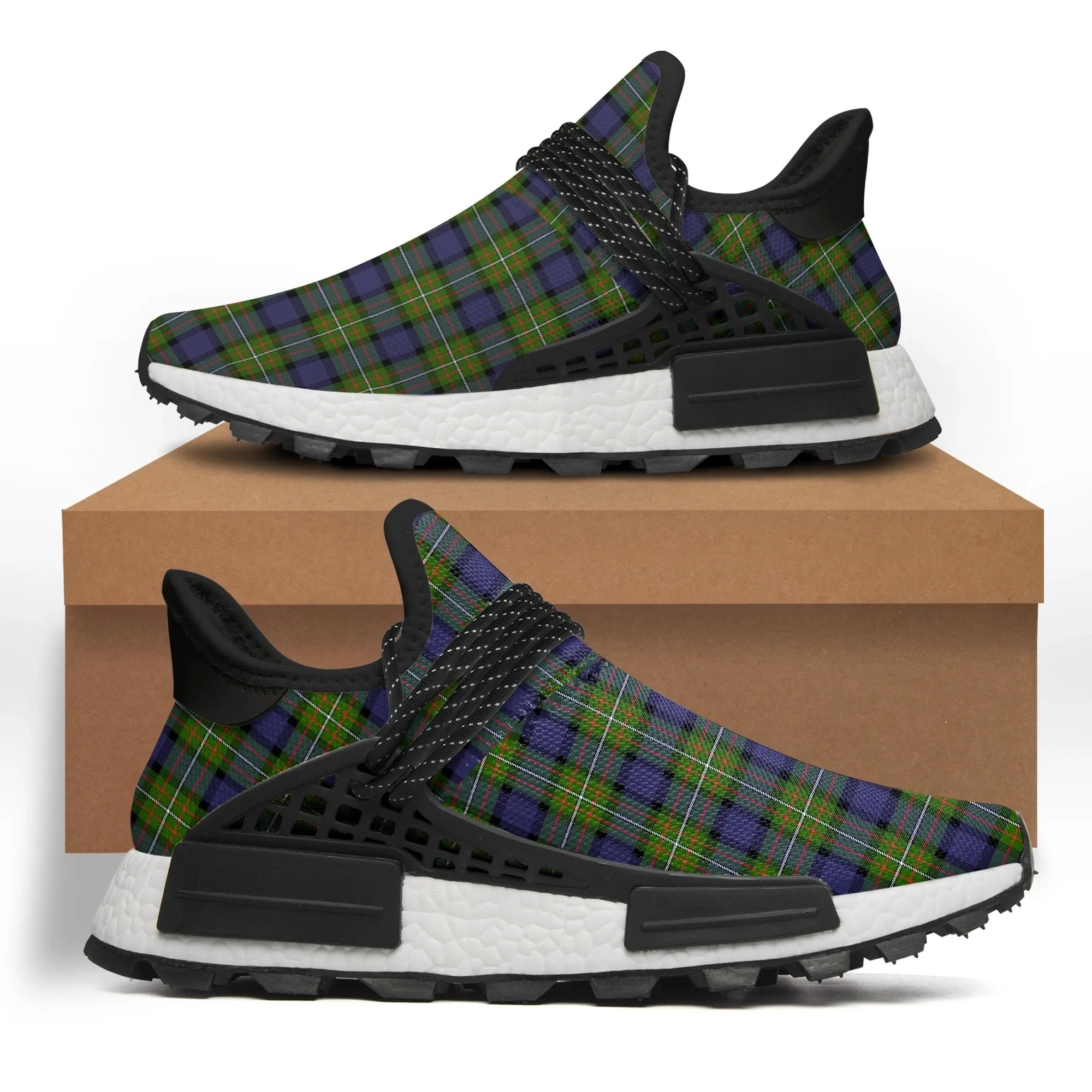 Fergusson Modern Tartan Plaid Like NMD Human Shoes