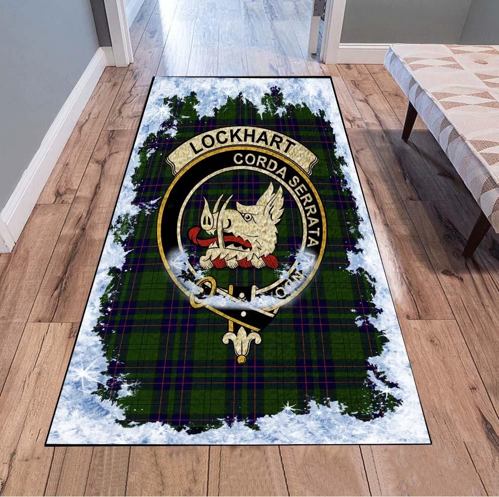 Lockhart Tartan Christmas Area Rugs, Lockhart Clan Badge Area Rugs