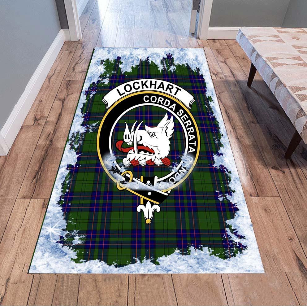 Lockhart Tartan Christmas Area Rugs, Lockhart Clan Badge Area Rugs