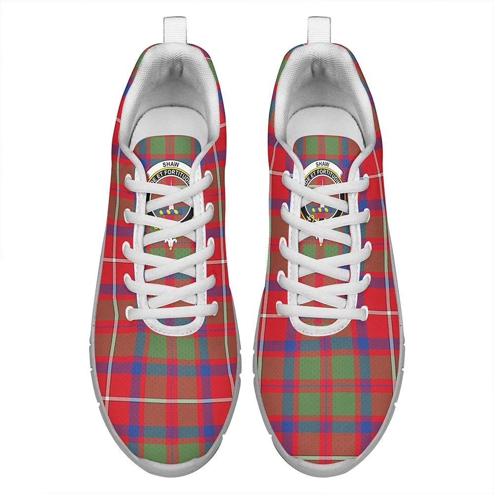 Shaw Red Modern Tartan Crest Sneakers