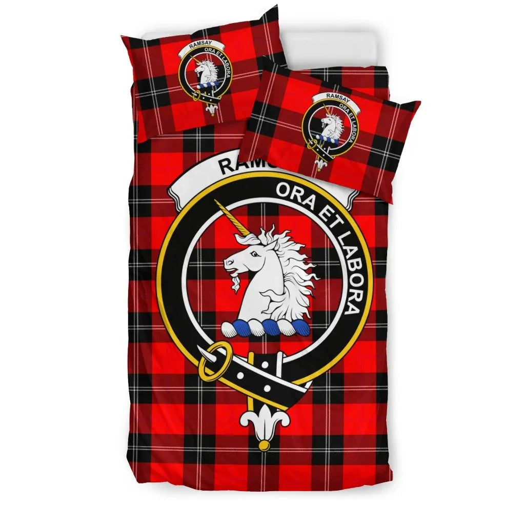 Ramsay Clan Bedding Set, Scottish Tartan Ramsay Clan Bedding Set Crest Style