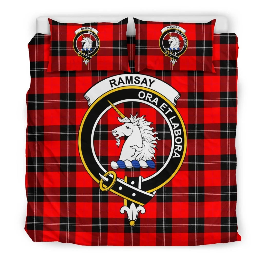 Ramsay Clan Bedding Set, Scottish Tartan Ramsay Clan Bedding Set Crest Style
