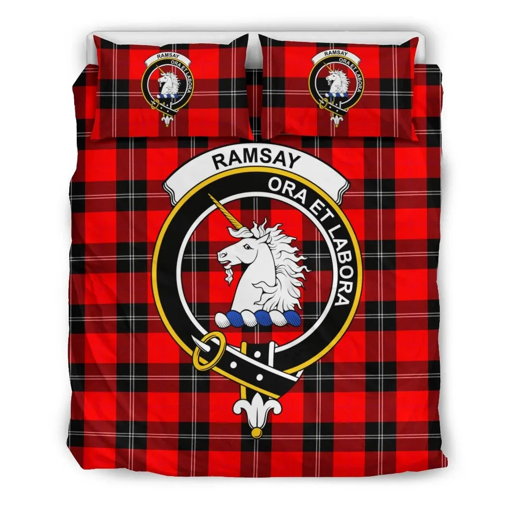 Ramsay Clan Bedding Set, Scottish Tartan Ramsay Clan Bedding Set Crest Style