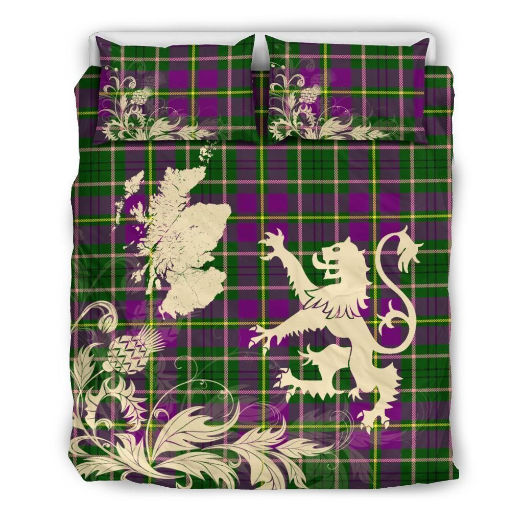 Taylor Clan Bedding Set, Scottish Tartan Taylor Clan Bedding Set Scotland Lion & Thistle Map Style