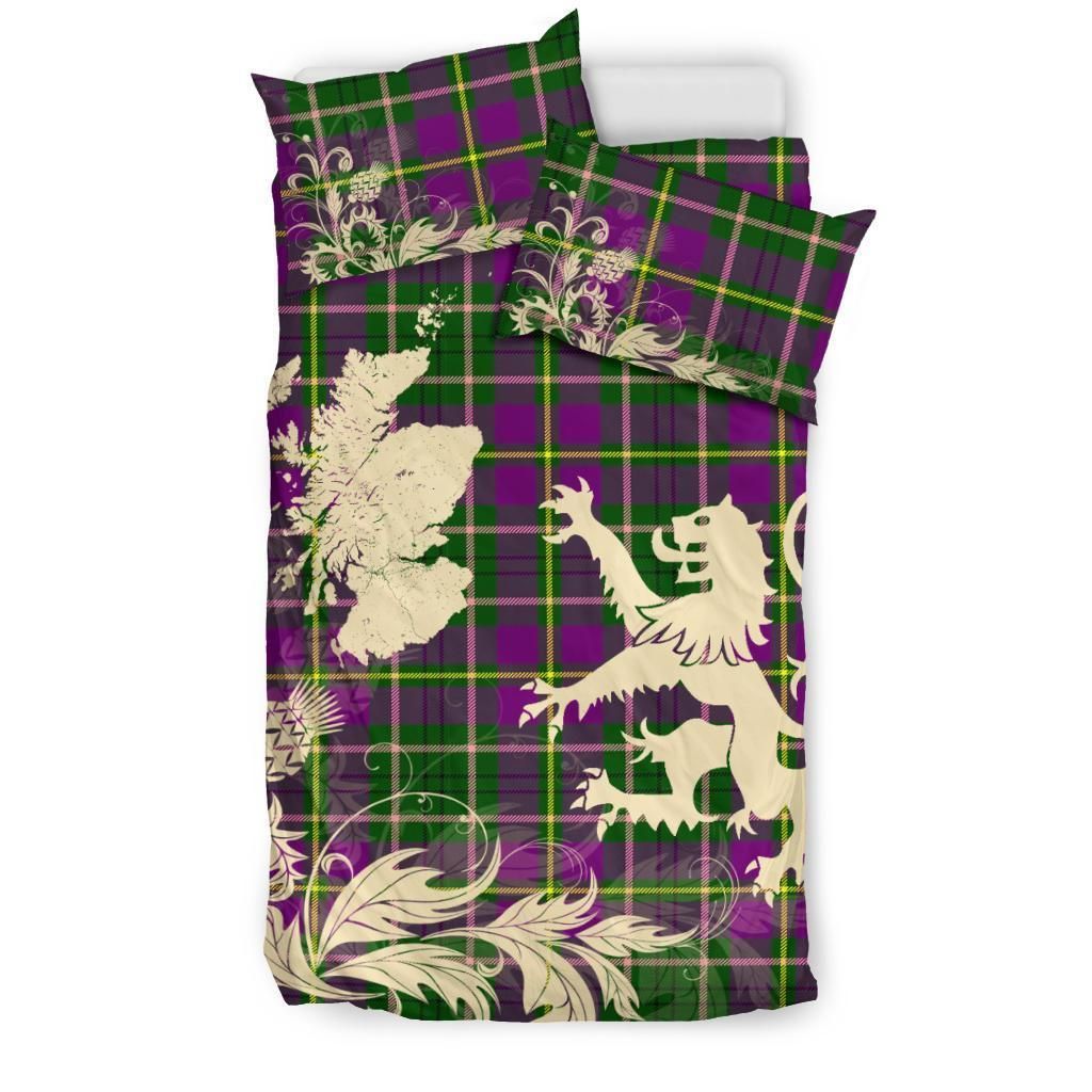 Taylor Clan Bedding Set, Scottish Tartan Taylor Clan Bedding Set Scotland Lion & Thistle Map Style