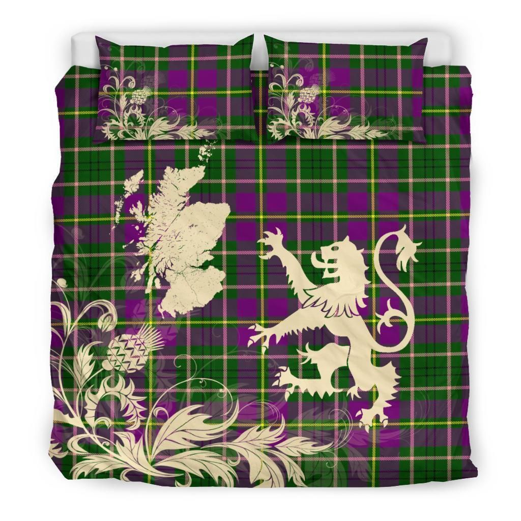 Taylor Clan Bedding Set, Scottish Tartan Taylor Clan Bedding Set Scotland Lion & Thistle Map Style