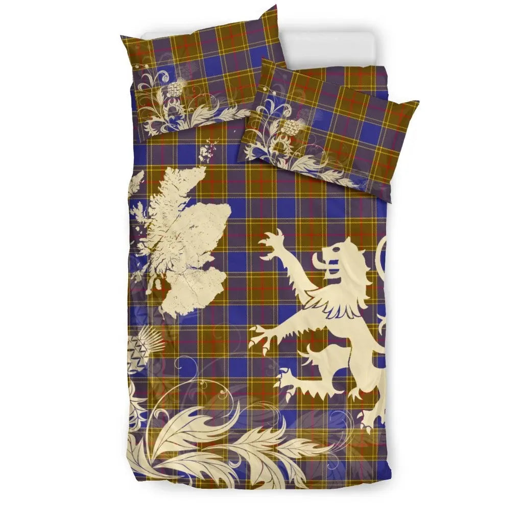 Balfour Modern Clan Bedding Set, Scottish Tartan Balfour Modern Clan Bedding Set Scotland Lion & Thistle Map Style