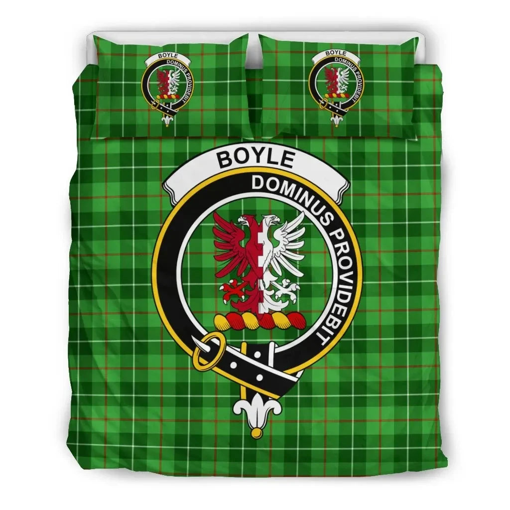 Boyle Clan Bedding Set, Scottish Tartan Boyle Clan Bedding Set Crest Style