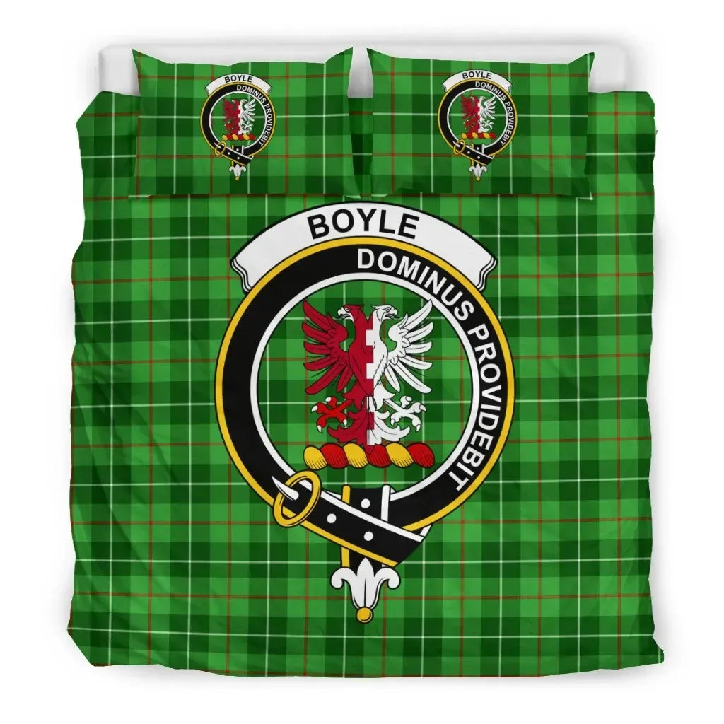 Boyle Clan Bedding Set, Scottish Tartan Boyle Clan Bedding Set Crest Style