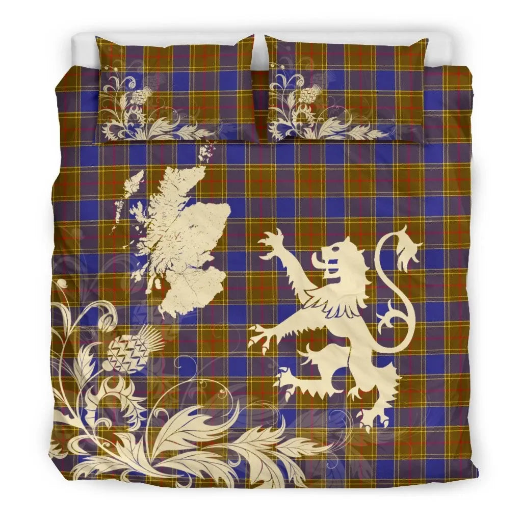 Balfour Modern Clan Bedding Set, Scottish Tartan Balfour Modern Clan Bedding Set Scotland Lion & Thistle Map Style