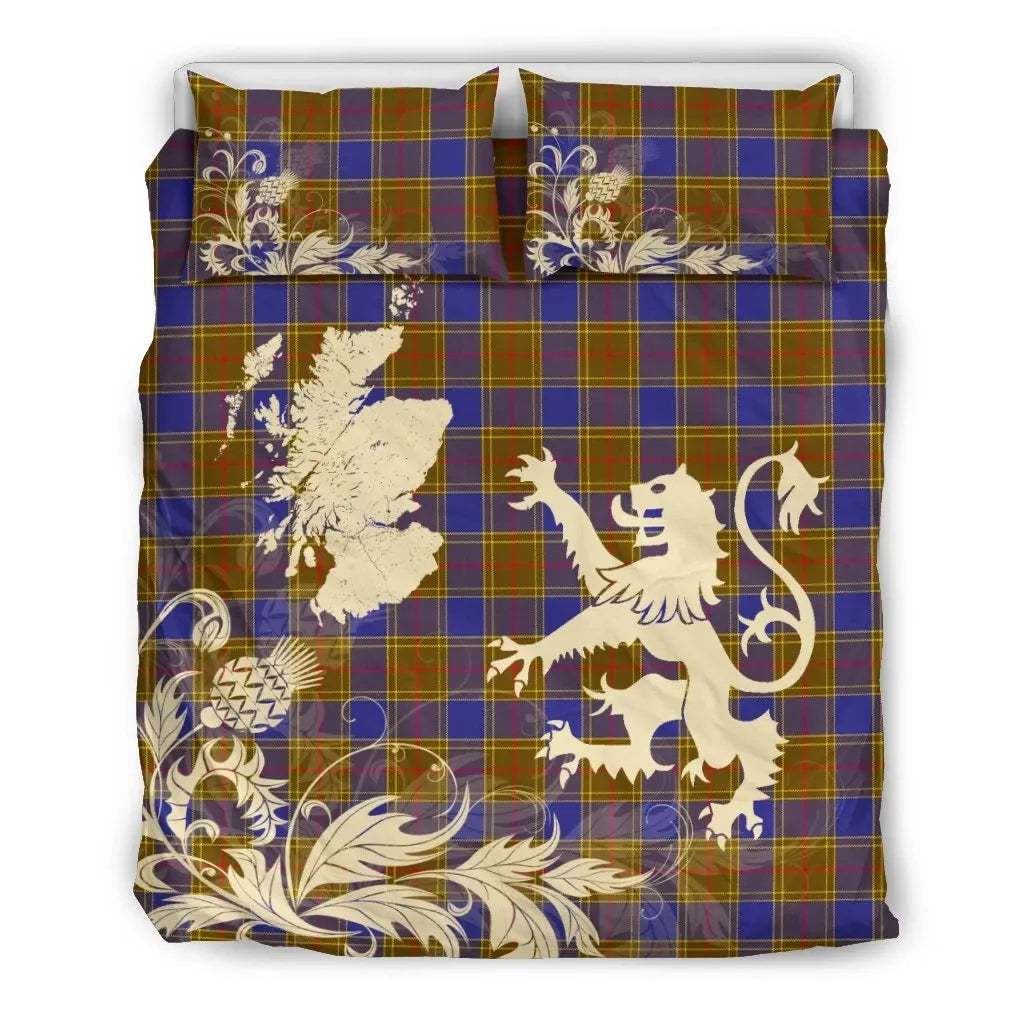 Balfour Modern Clan Bedding Set, Scottish Tartan Balfour Modern Clan Bedding Set Scotland Lion & Thistle Map Style