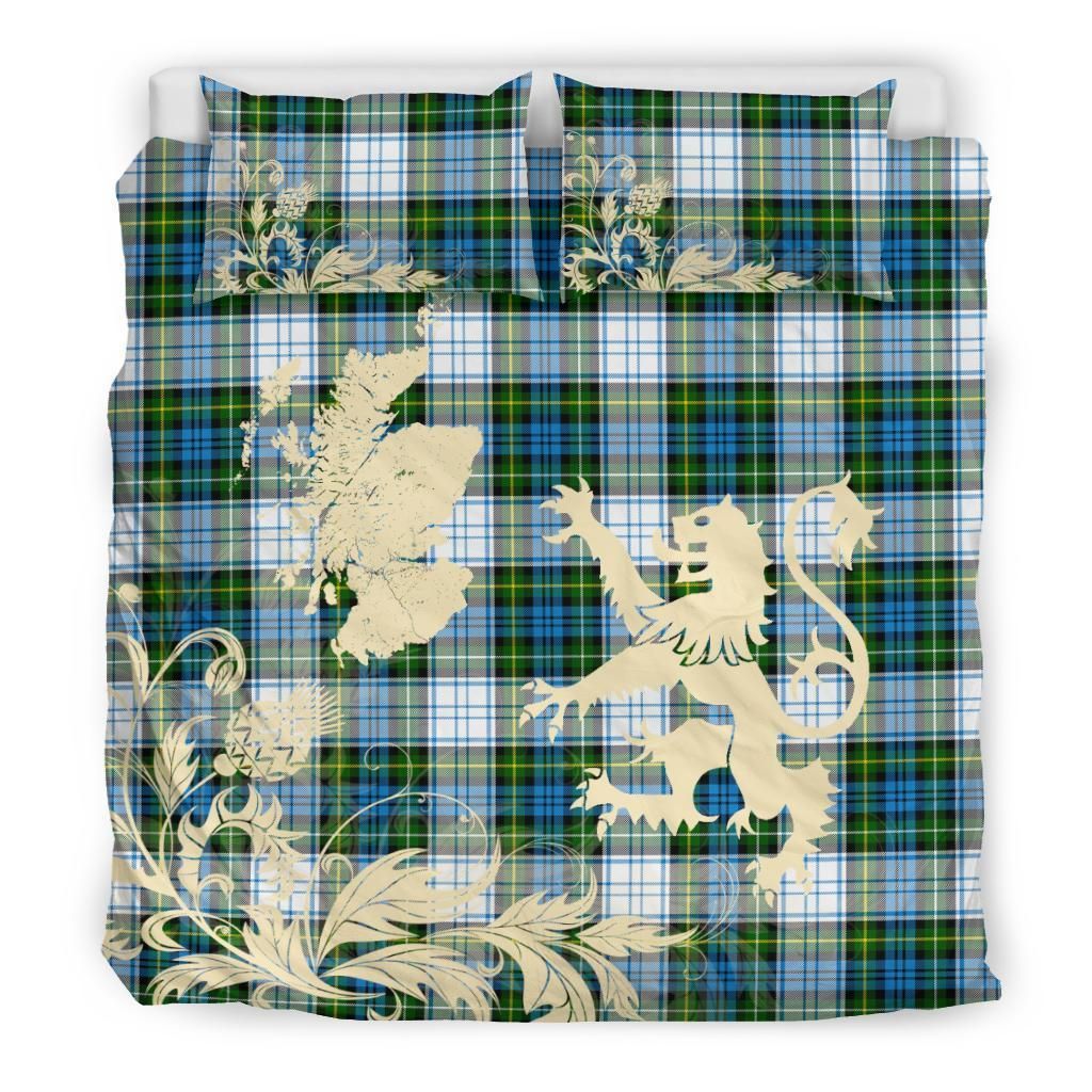 Campbell Dress Clan Bedding Set, Scottish Tartan Campbell Dress Clan Bedding Set Scotland Lion & Thistle Map Style