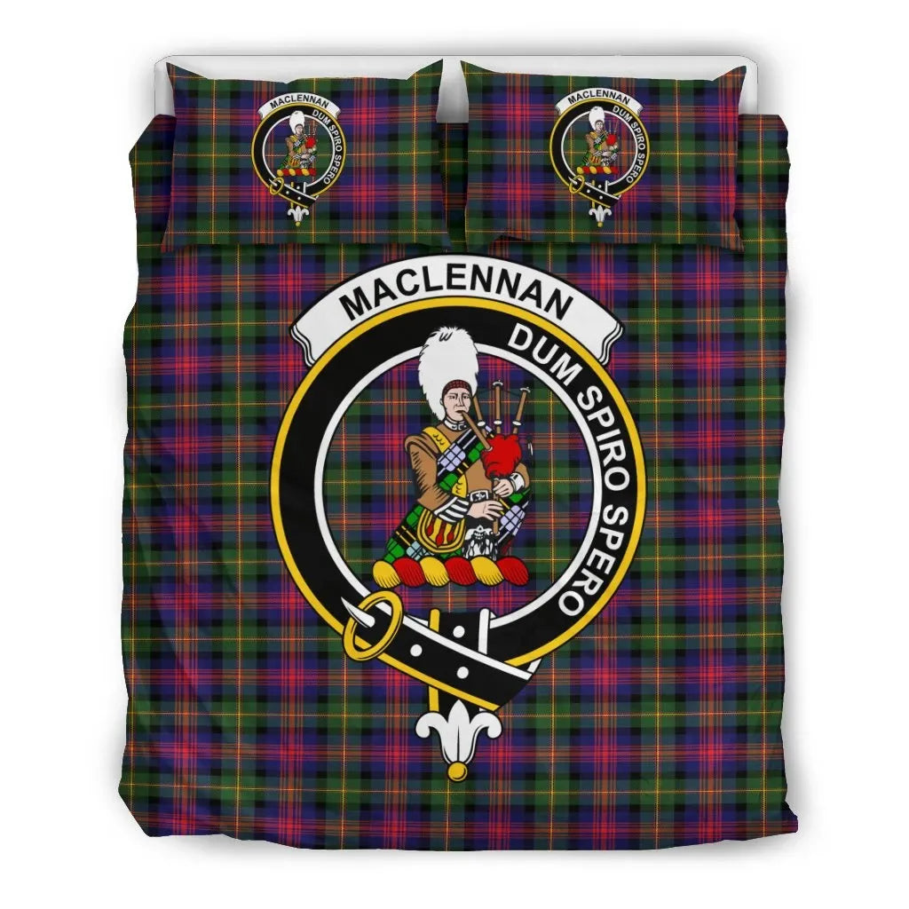 MacLennan Clan Bedding Set, Scottish Tartan MacLennan Clan Bedding Set Crest Style