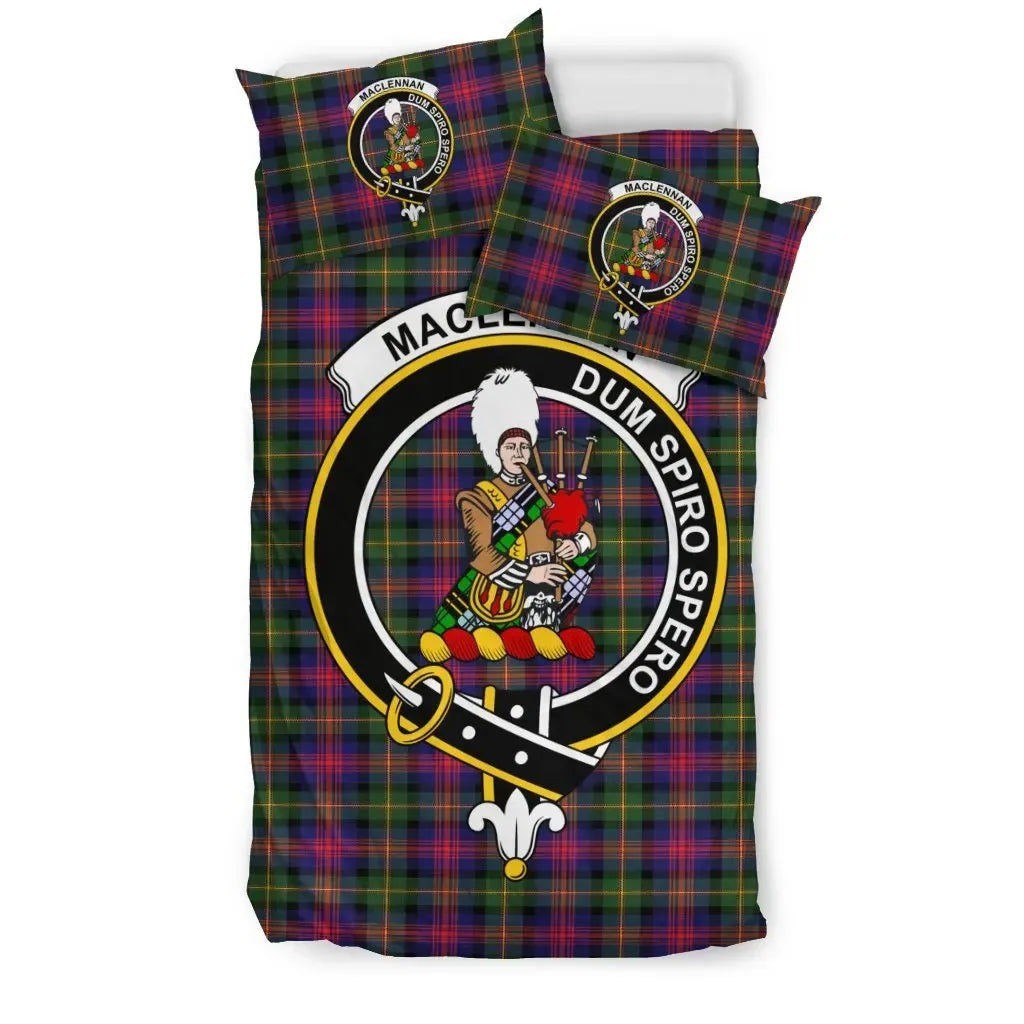 MacLennan Clan Bedding Set, Scottish Tartan MacLennan Clan Bedding Set Crest Style