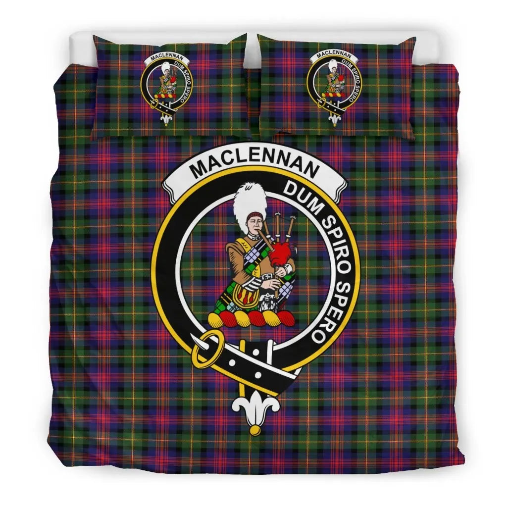 MacLennan Clan Bedding Set, Scottish Tartan MacLennan Clan Bedding Set Crest Style