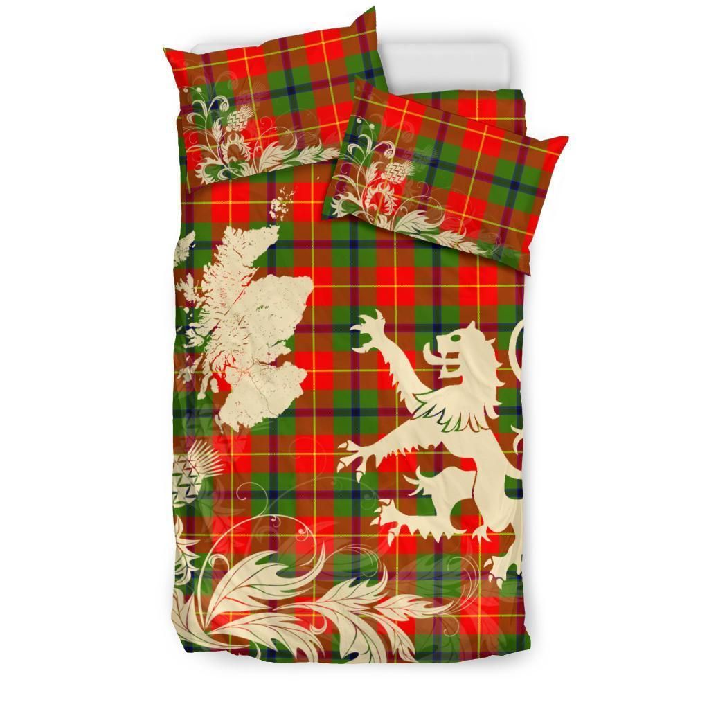 Turnbull Dress Clan Bedding Set, Scottish Tartan Turnbull Dress Clan Bedding Set Scotland Lion & Thistle Map Style