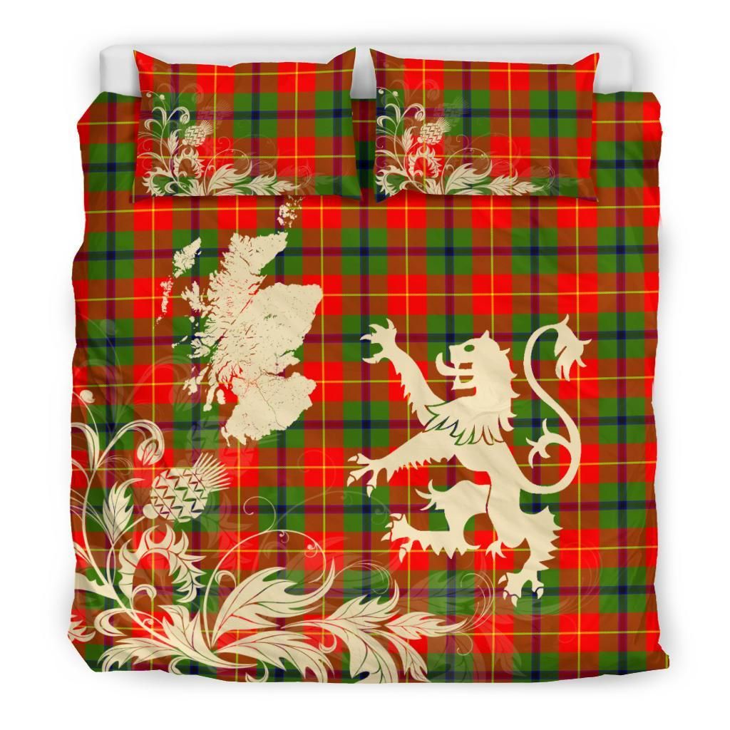 Turnbull Dress Clan Bedding Set, Scottish Tartan Turnbull Dress Clan Bedding Set Scotland Lion & Thistle Map Style