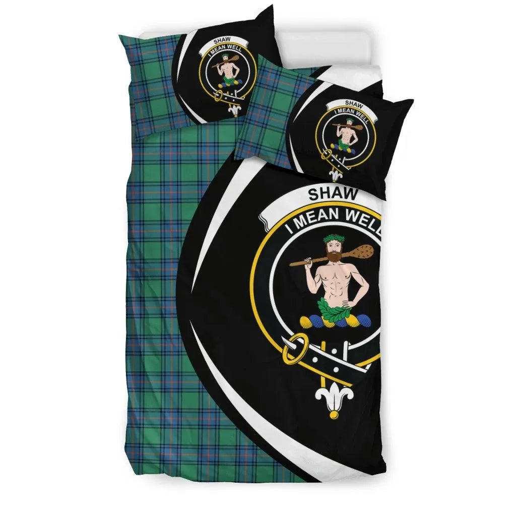Shaw Ancient Clan Bedding Set, Scottish Tartan Shaw Ancient Clan Bedding Set Circle Style