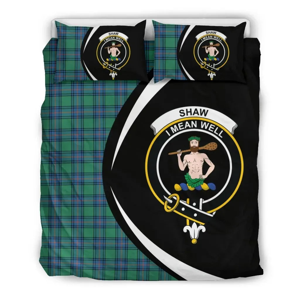 Shaw Ancient Clan Bedding Set, Scottish Tartan Shaw Ancient Clan Bedding Set Circle Style