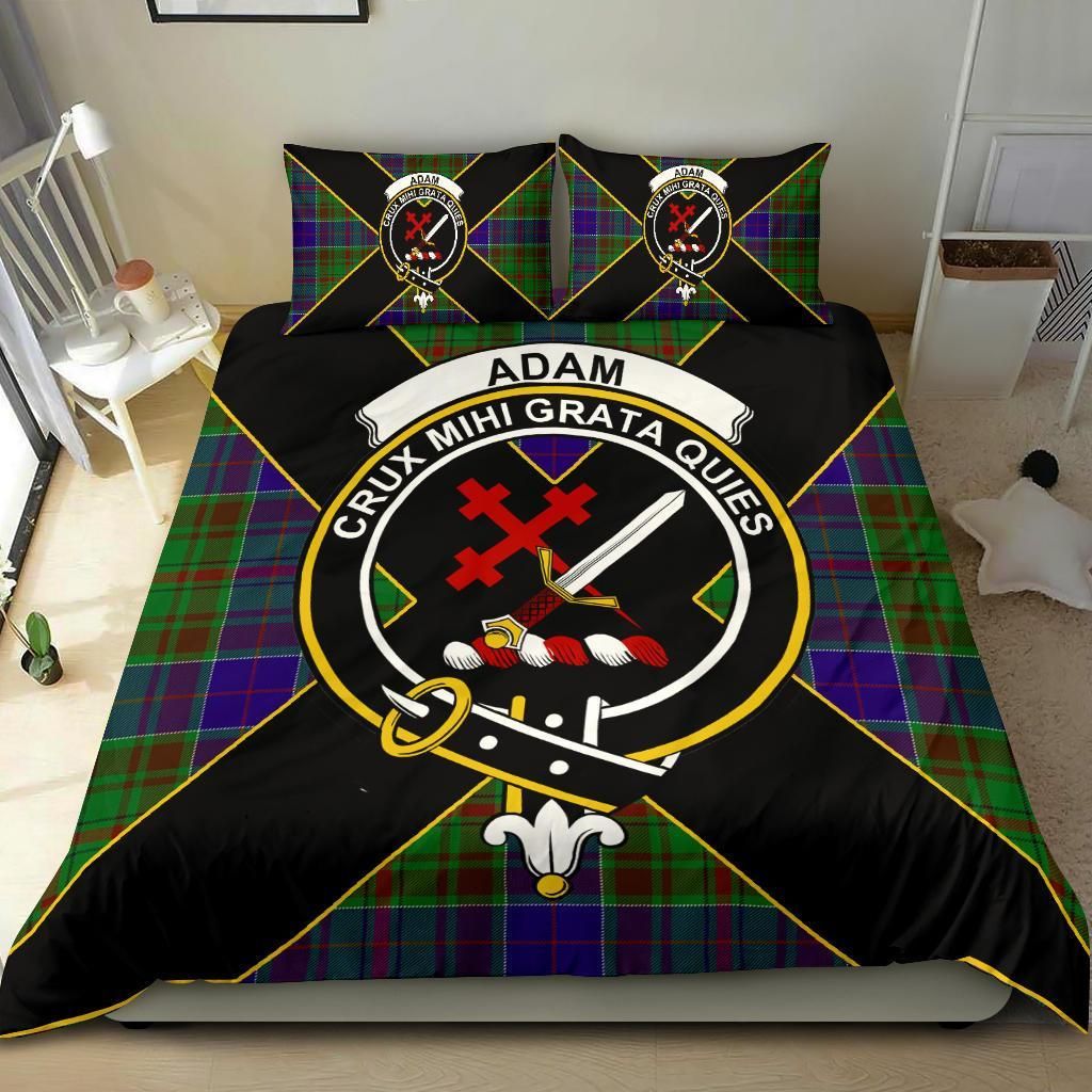 Adam Clan Bedding Set, Scottish Tartan Adam Clan Bedding Set Luxury Style