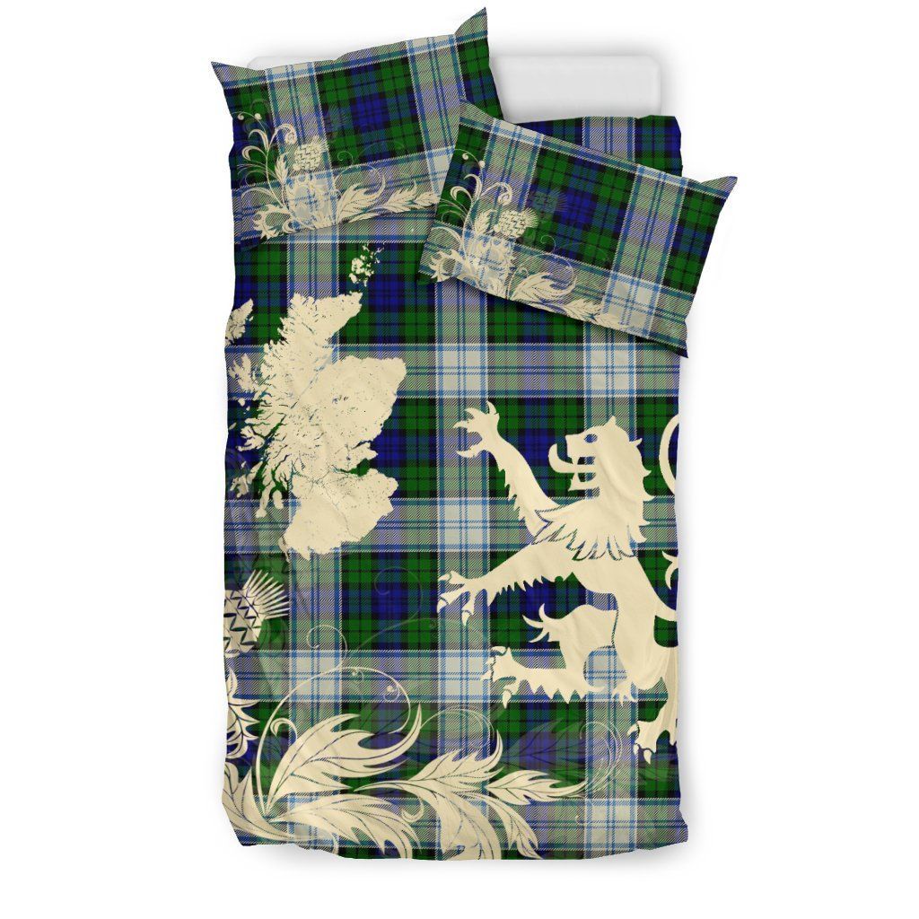 Blackwatch Dress Modern Clan Bedding Set, Scottish Tartan Blackwatch Dress Modern Clan Bedding Set Scotland Lion & Thistle Map Style