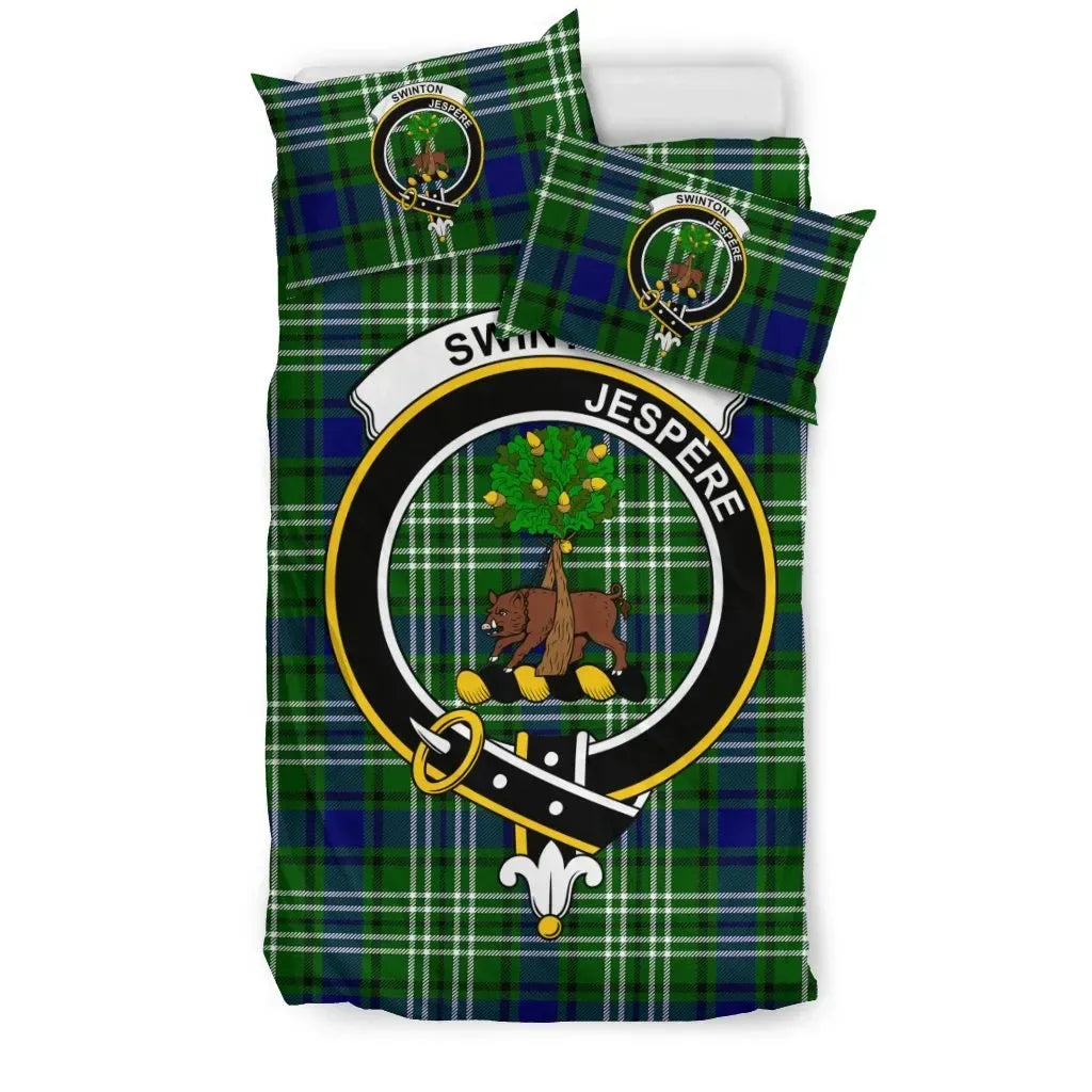Swinton Clan Bedding Set, Scottish Tartan Swinton Clan Bedding Set Crest Style