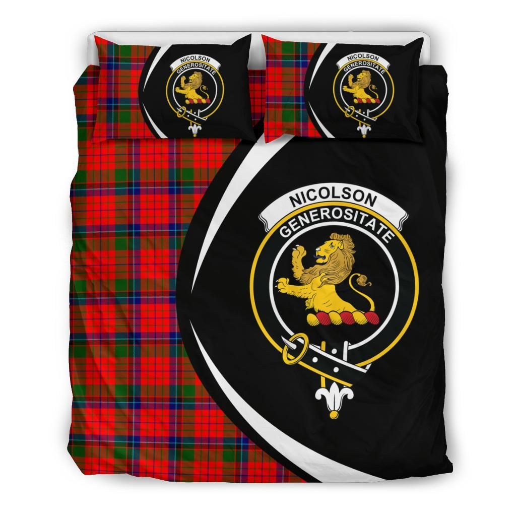 Nicolson Modern Clan Bedding Set, Scottish Tartan Nicolson Modern Clan Bedding Set Circle Style