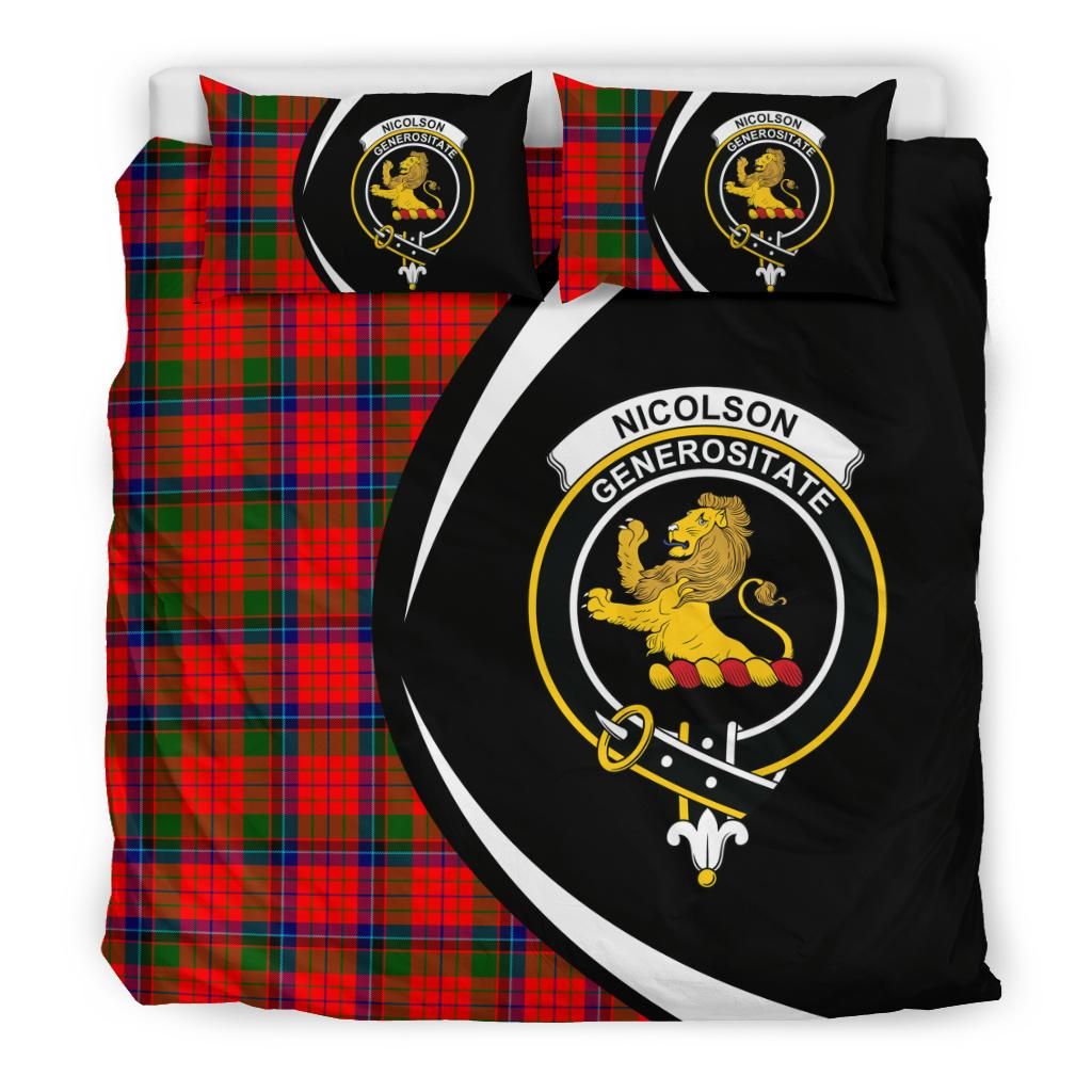 Nicolson Modern Clan Bedding Set, Scottish Tartan Nicolson Modern Clan Bedding Set Circle Style