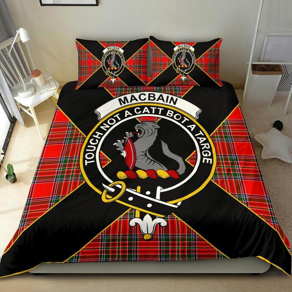 MacBain Clan Bedding Set, Scottish Tartan MacBain Clan Bedding Set Luxury Style