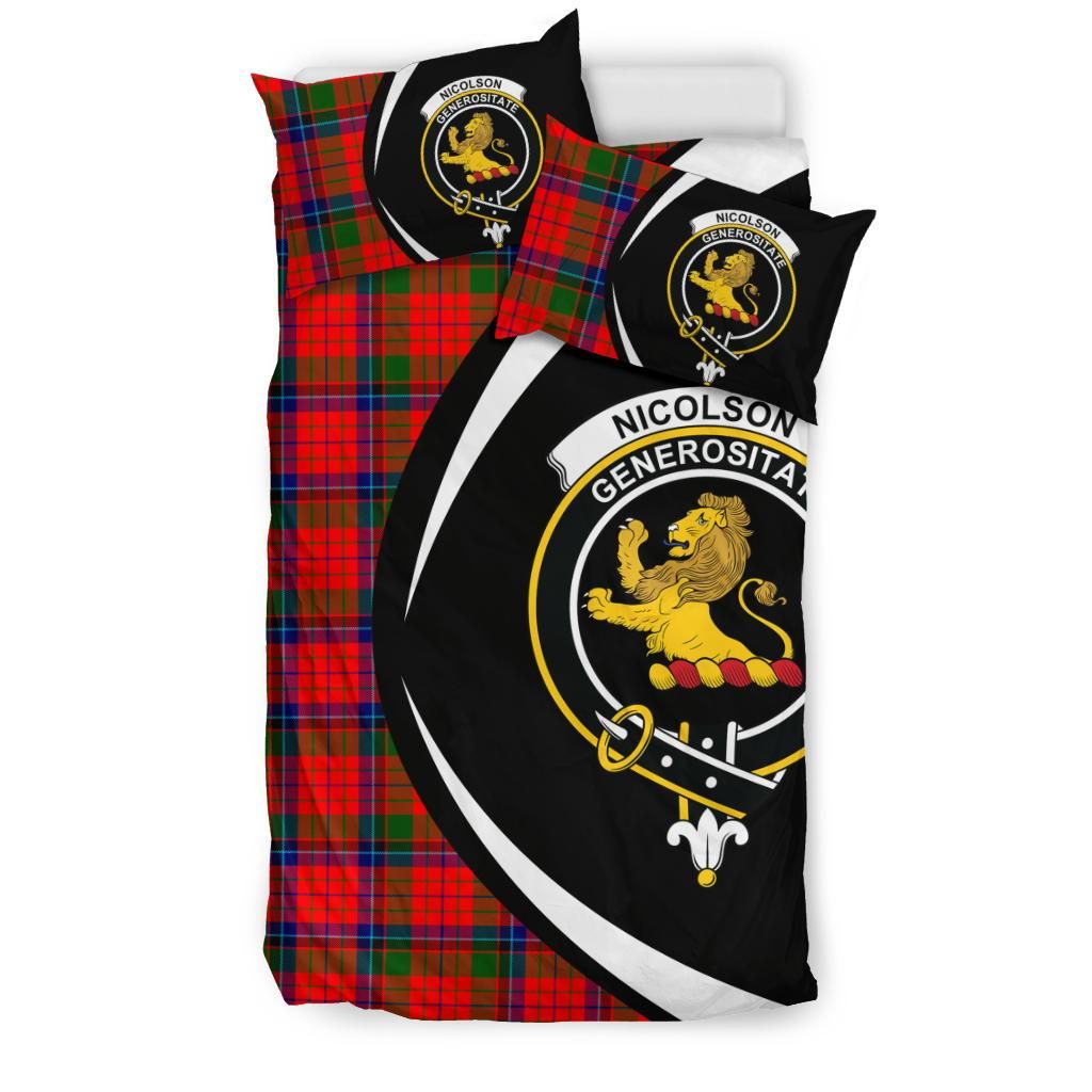 Nicolson Modern Clan Bedding Set, Scottish Tartan Nicolson Modern Clan Bedding Set Circle Style