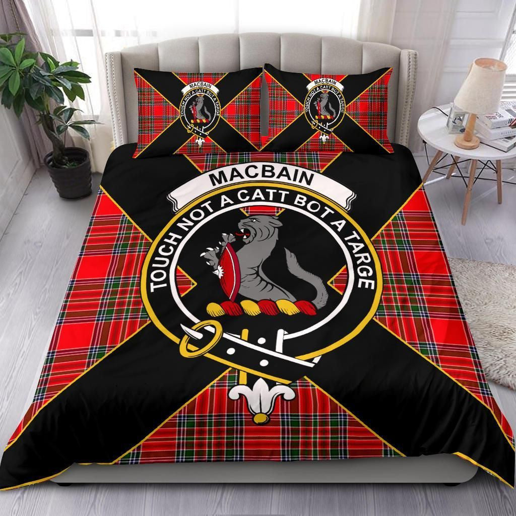 MacBain Clan Bedding Set, Scottish Tartan MacBain Clan Bedding Set Luxury Style
