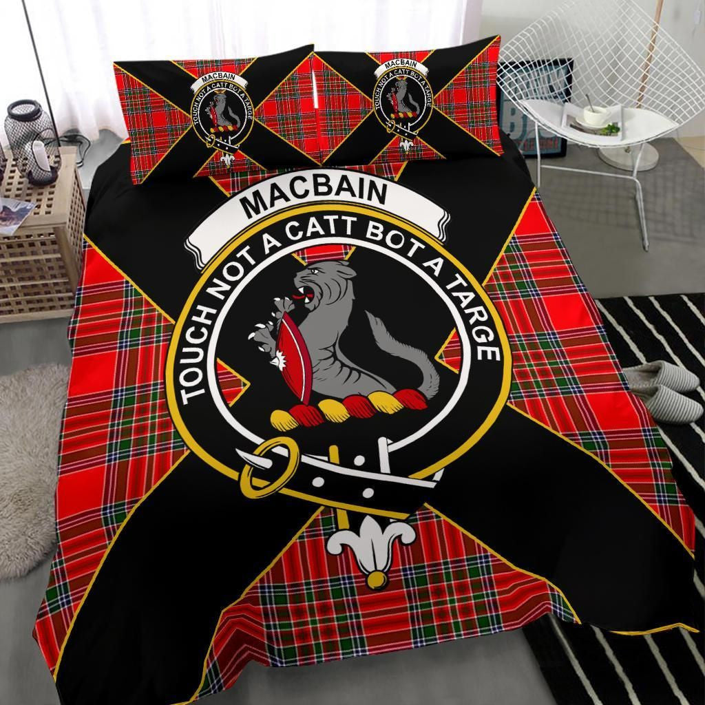 MacBain Clan Bedding Set, Scottish Tartan MacBain Clan Bedding Set Luxury Style