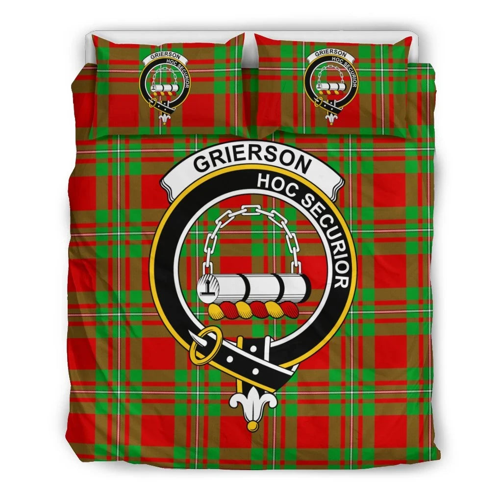 Grierson Clan Bedding Set, Scottish Tartan Grierson Clan Bedding Set Crest Style