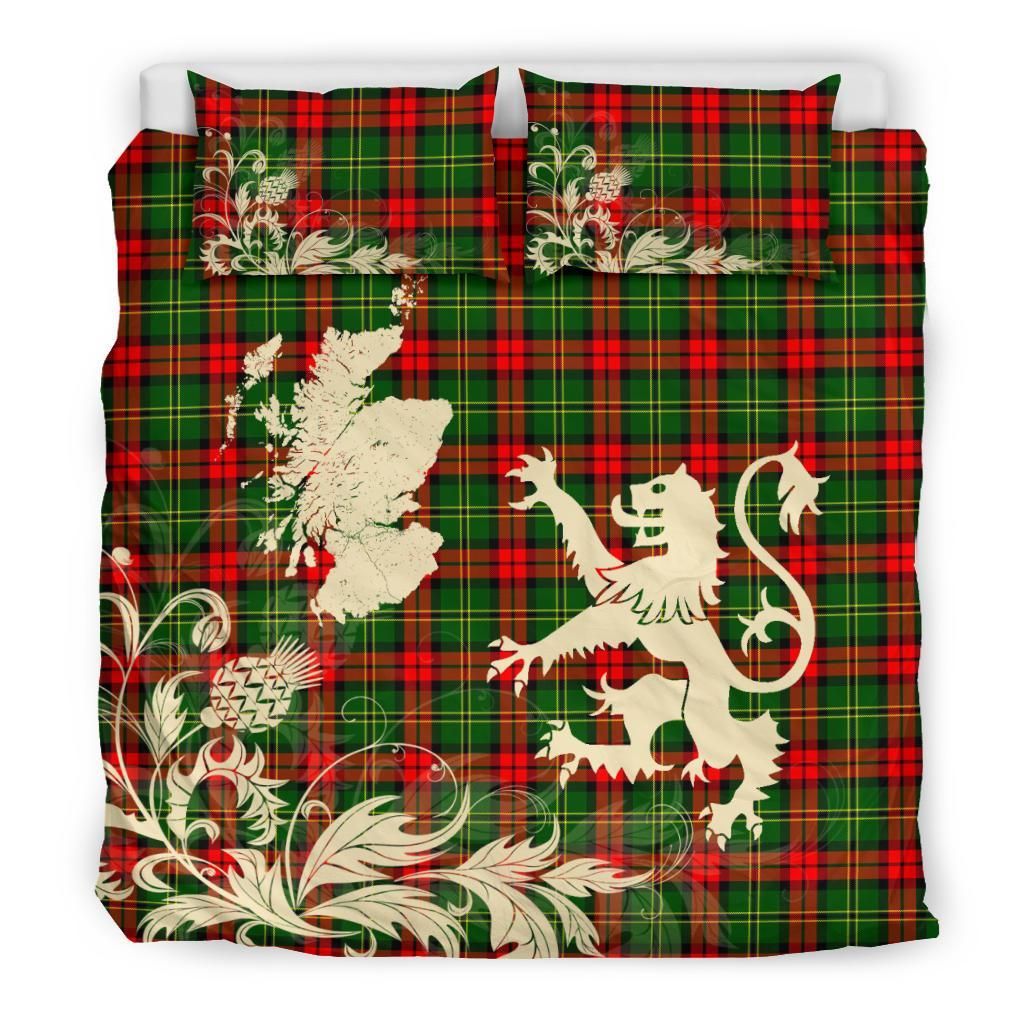 Blackstock Clan Bedding Set, Scottish Tartan Blackstock Clan Bedding Set Scotland Lion & Thistle Map Style