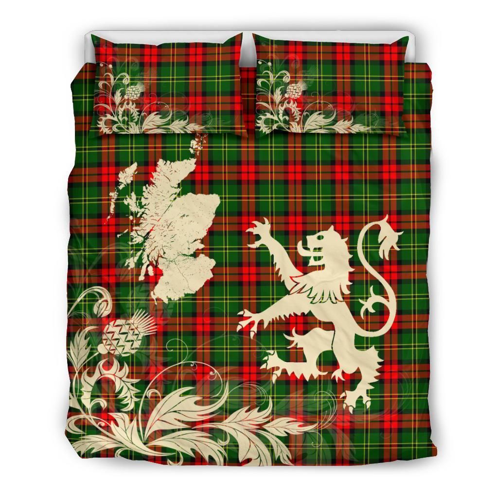 Blackstock Clan Bedding Set, Scottish Tartan Blackstock Clan Bedding Set Scotland Lion & Thistle Map Style