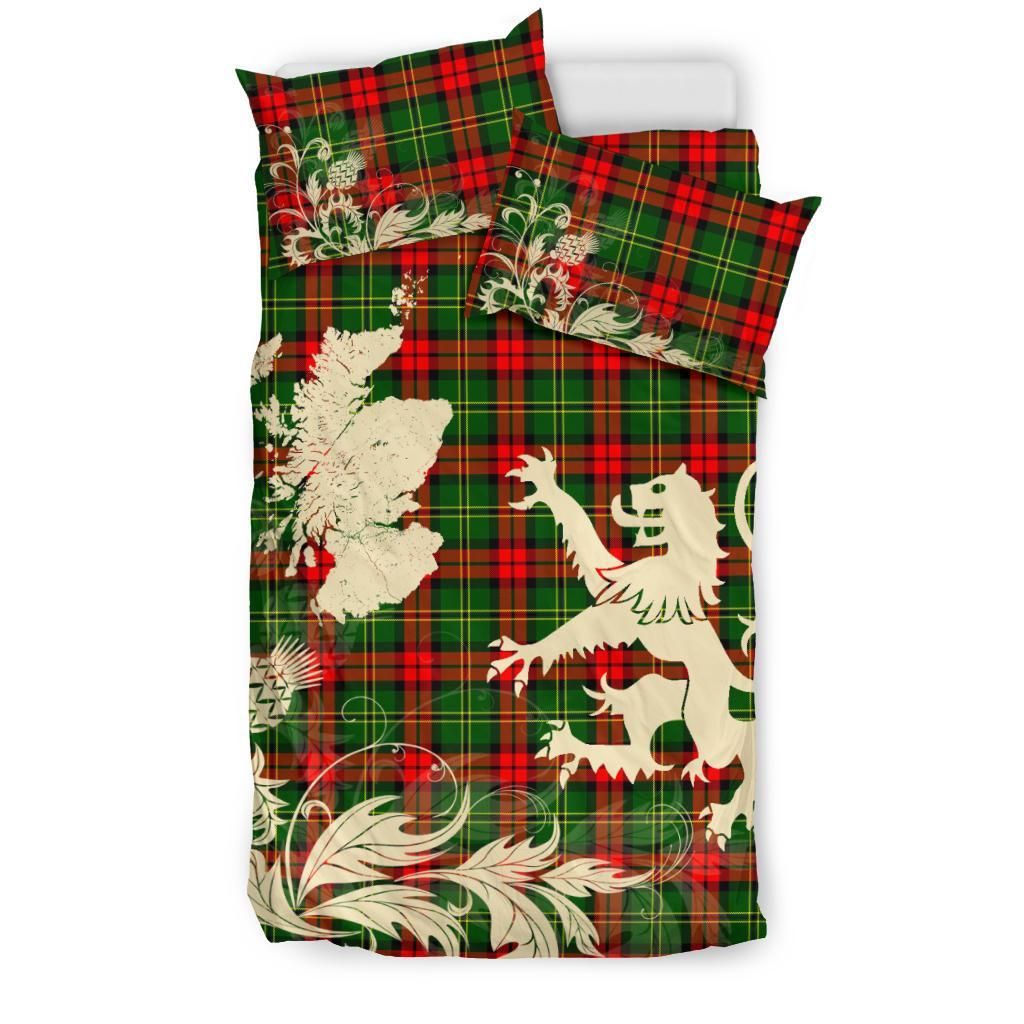 Blackstock Clan Bedding Set, Scottish Tartan Blackstock Clan Bedding Set Scotland Lion & Thistle Map Style