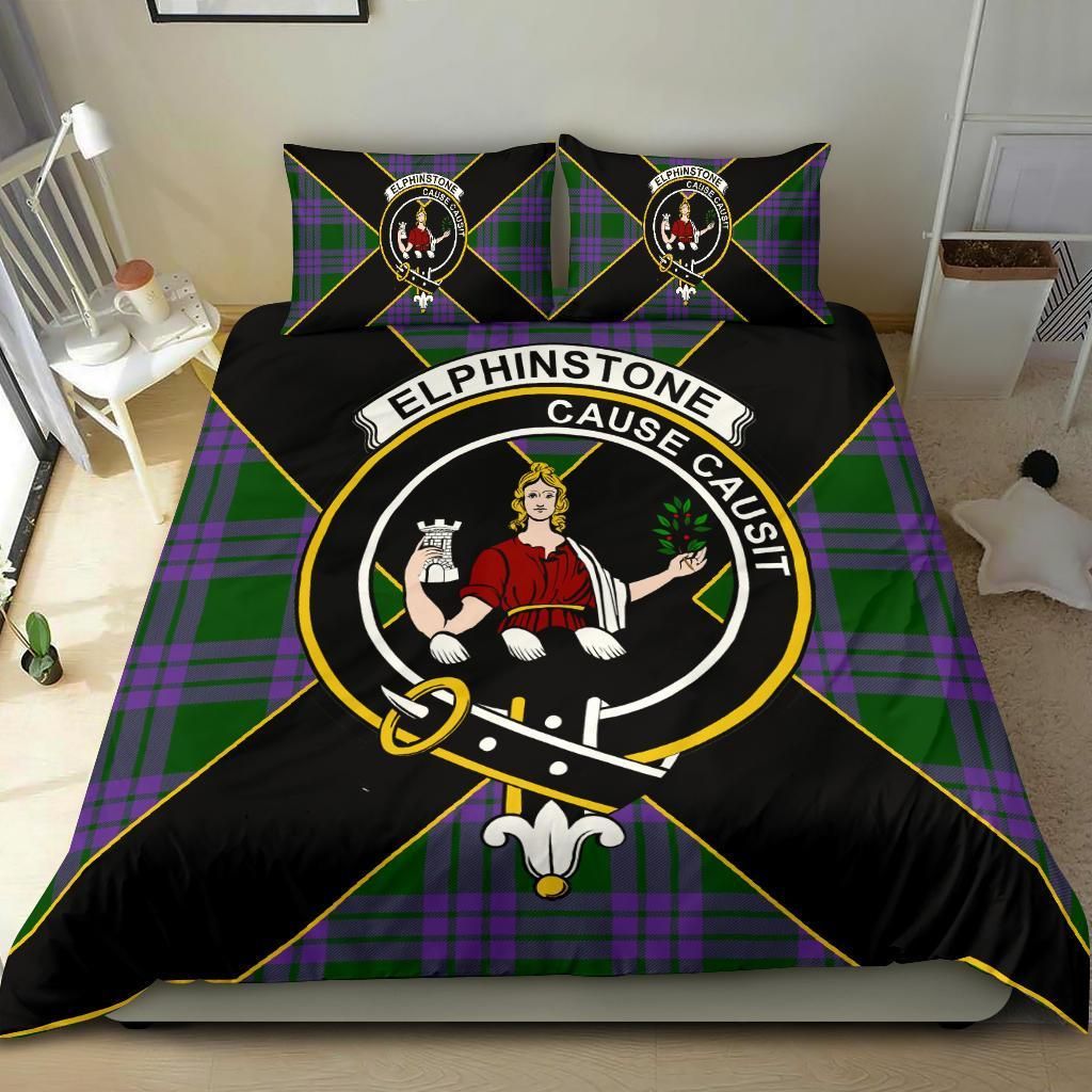 Elphinstone Clan Bedding Set, Scottish Tartan Elphinstone Clan Bedding Set Luxury Style