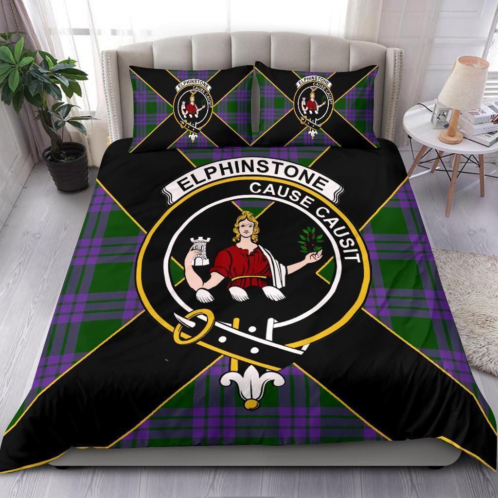 Elphinstone Clan Bedding Set, Scottish Tartan Elphinstone Clan Bedding Set Luxury Style